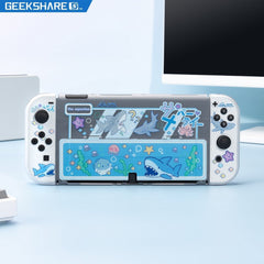 GeekShare Shark Party Hard Shell Transparent Split Joy-con Protective Cover Case For Nintendo Switch OLED Lite Shell