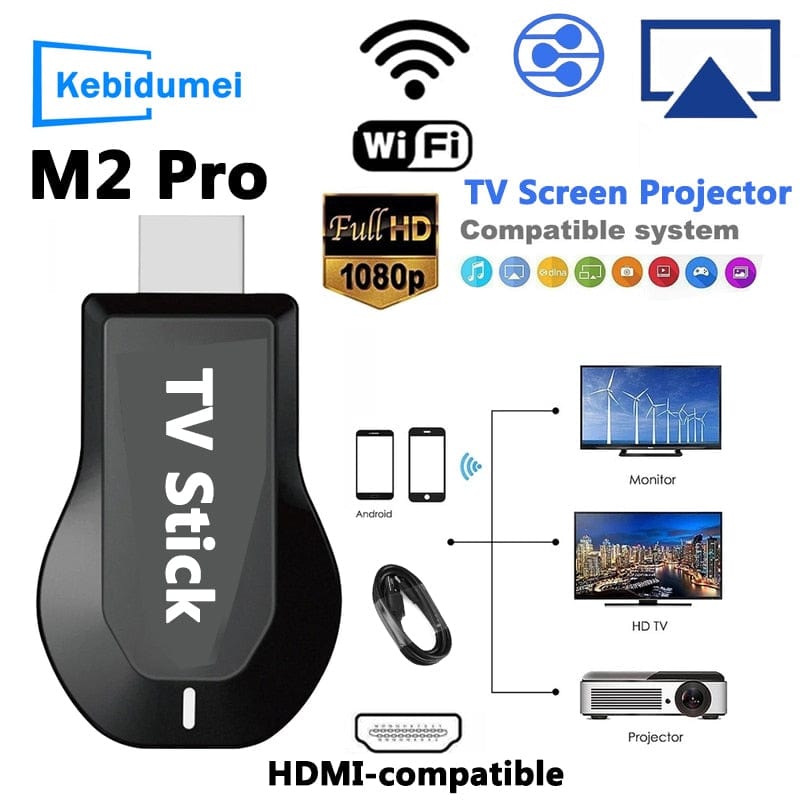 M2 Pro Wireless WiFi TV Stick Display TV Dongle HDMI-compatible Smart TV Screen Projector 1080P 4K For DLNA Miracast For Android