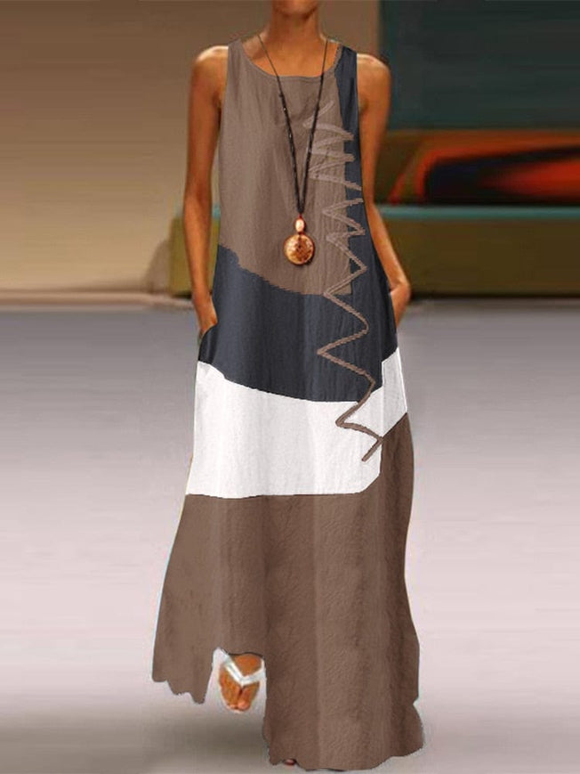 Women Patchwork Sundress ZANZEA 2023 Summer Maxi Dress Kaftan Casual Sleeveless Tunic Vestido Female 100% Cotton Robe