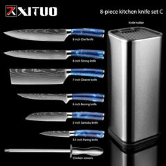 XITUO Kitchen Knife Set Japanese Chef Knives 7CR17 Stainless Steel Damascus Laser Slicing Santoku Cleaver 1-10pc Kitchen Knifes - Wowza