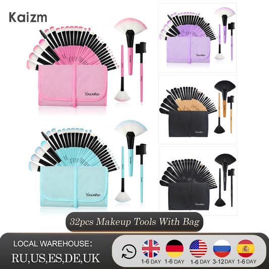 Kainuoa 32Pcs Makeup Set Foundation Eye Shadows Lipsticks Powder Highlight Conceal Brushes Professional Makeup Tool Kit With Bag