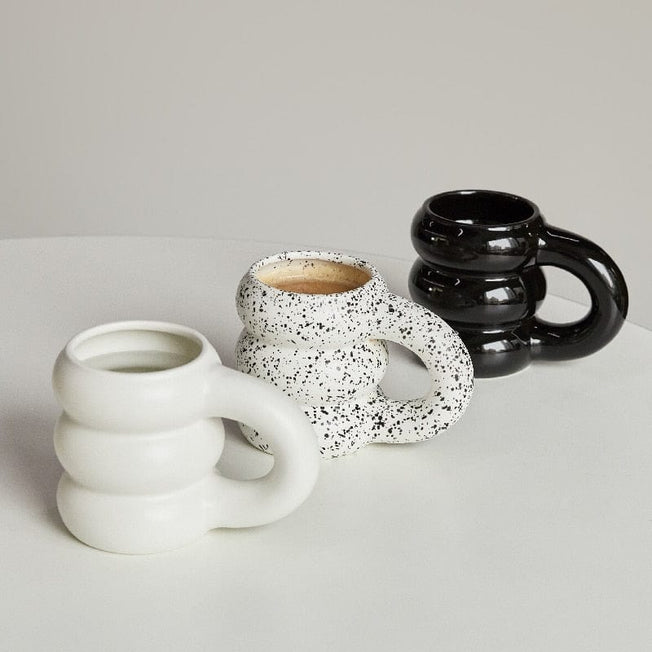 Creative Water Cup Ceramic Mug Nordic Coffee Cups with Big Handrip Colored Ceramics Big Juice Mugs - Wowza