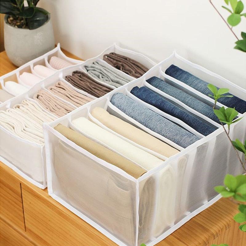 Jeans Compartment Storage Box Closet Clothes Drawer Mesh Separation Box Stacking Pants Drawer Divider Can Washed Home Organizer - Wowza