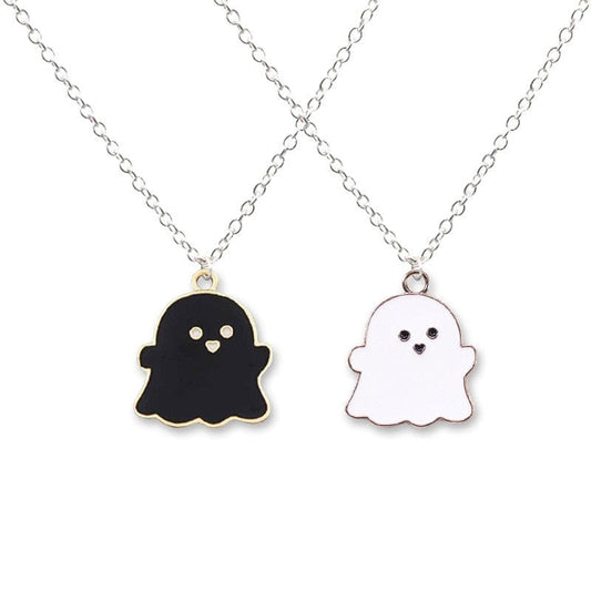 Cute Black And White Ghost Pendant Necklaces For Women Men Best Friend Lovely Ghost Pendant Couple Necklace Fashion Jewelry