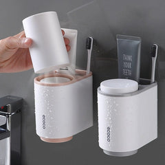 Bathroom Accessories Set Toothbrush Holder Toothpaste Dispenser Wall Mount Toothbrush Cup Storage Rack Toothpaste Squeezer