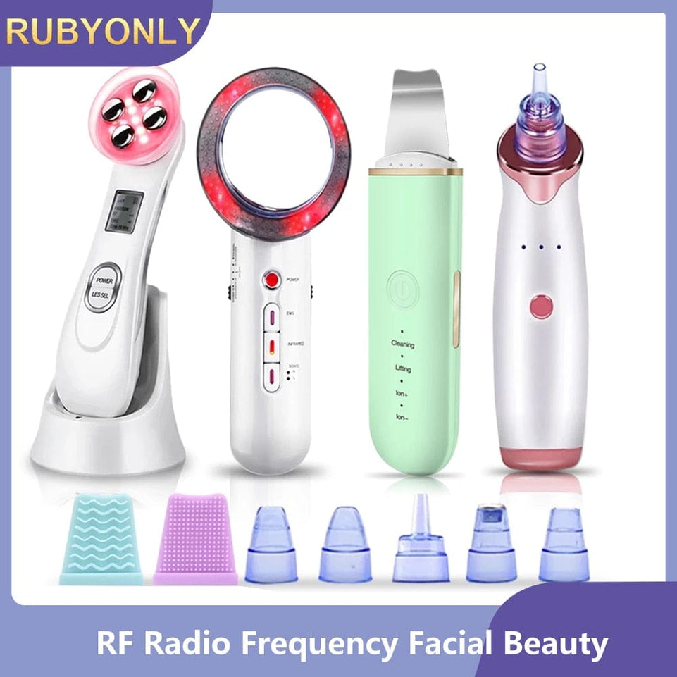 Ultrasonic Skin Scrubber Face Massager EMS Mesotherapy RF Radio Frequency Facial Beauty Blackhead Remover Ultrasoic Infrared