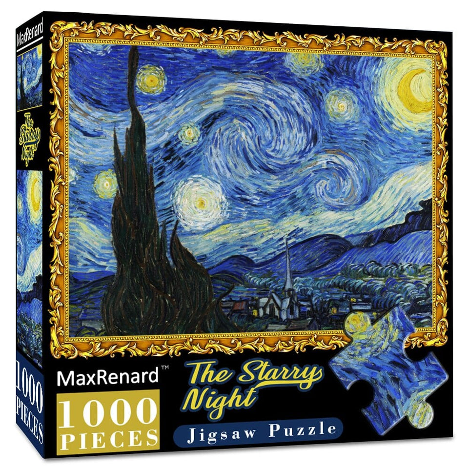 MaxRenard 1000 Pieces Jigsaw Puzzles Famous Paintings Van Gogh The Starry Night Family Game Gift Home Wall Decoration